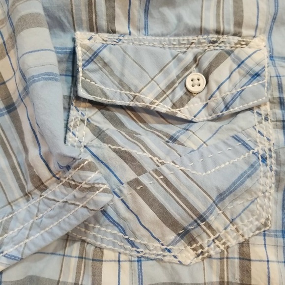 Buckle Black Shirt Men's Extra Extra Large XXL Western BLUE/GRAY Plaid Relaxed - Picture 3 of 8